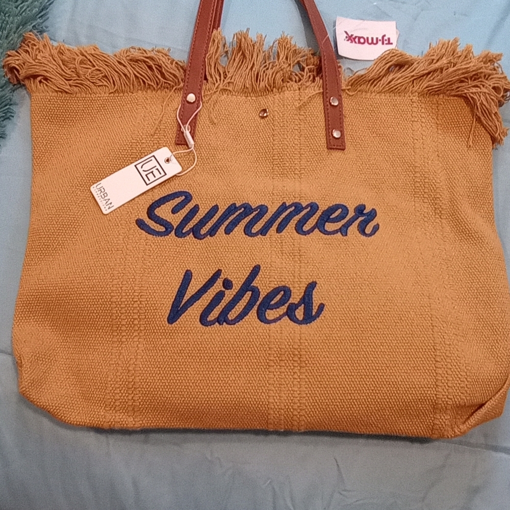 NWT Urban Expressions Mustard Tote with Fringe